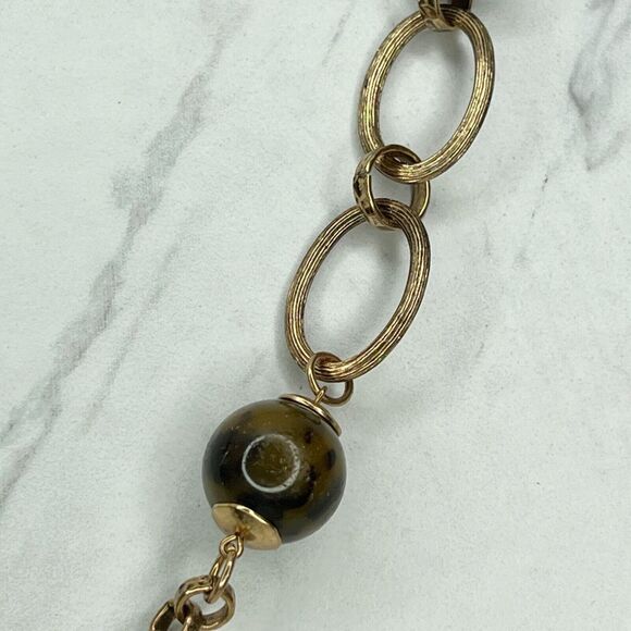 Chico's Chunky Tortoise Beaded Gold Tone Statement Necklace ✨ - Picture 5 of 9